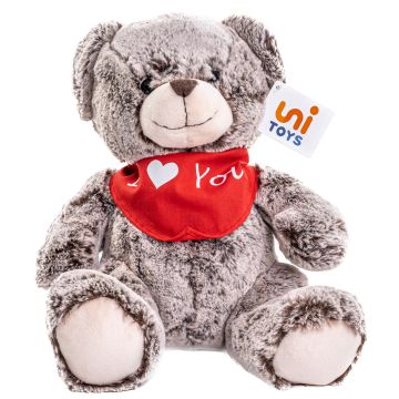Teddybär (dunkelbraun) - Mit Halstuch "I ❤️ You" - superweich - 24 cm (Höhe) -- Plüsch-Bär, Teddy
