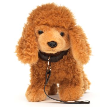 Pudel (braun), stehend (mit Leine) - 30 cm (Länge) -- Plüsch-Hund