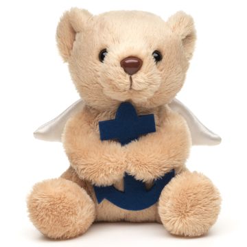 Schutzengel-Teddybär mit blauem Anker - Plushie - 13 cm (Höhe) -- Plüsch-Teddy, Bär