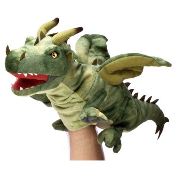 Handpuppe Drache (grün) - 49 cm (Länge)