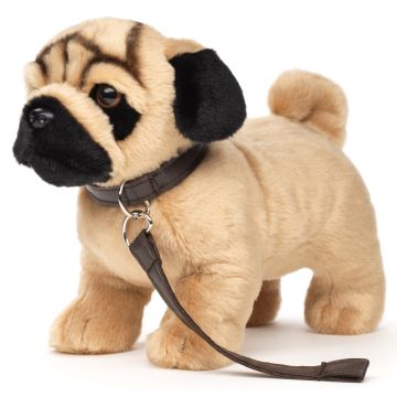 Mops, stehend (mit Leine) - 26 cm (Länge) - 'Eco-Line' - 100 % recyceltes Material -- Plüsch-Hund