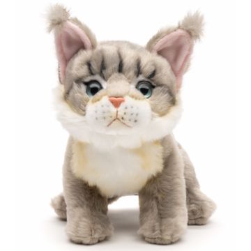 Maine-Coon-Katze, sitzend (grau) - 18 cm (Höhe)