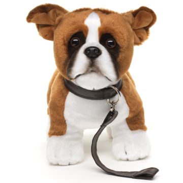 Boxer puppy, standing (with lead) - 30 cm (length) -- Plush dog